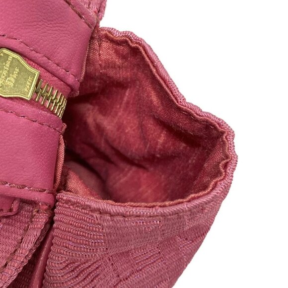 Auth DIOR/ChristianDior Cannage Stitch Pink Jacquard Leather Handbag - Picture 12 of 16